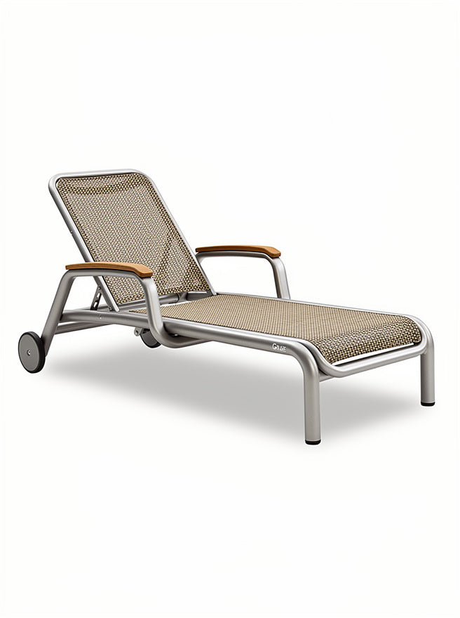 **Technische Titel in het Nederlands: Modulaire Lounge loungestoel met aluminium frame en houten armleuningen**