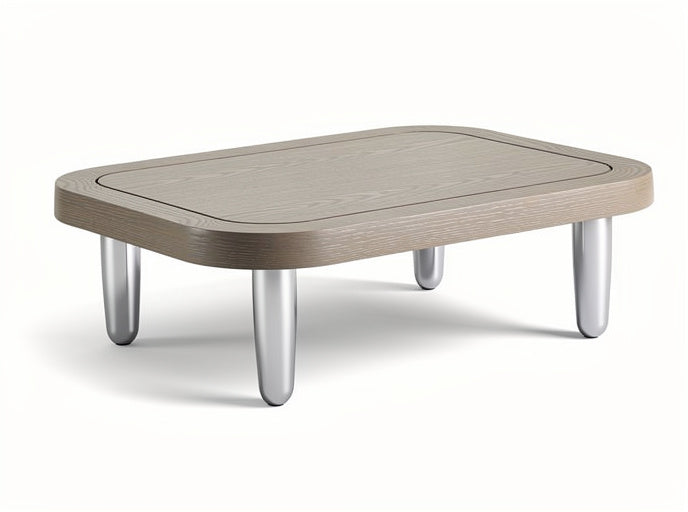 **Technische titel in het Nederlands: Modern vierkant salontafel van hout met metalen poten**