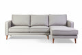 **Technische titel in het Nederlands: Moderne bank met chaise longue en houten poten**