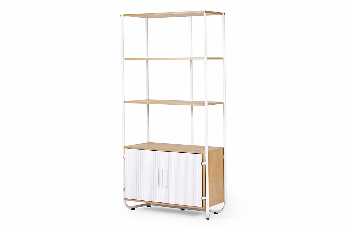 **Technische titel in het Nederlands: Moderne open boekenkast met opbergruimte**