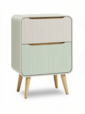 **Moderne kast met dubbele lade en houten poten**